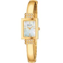 Pulsar Women's Pega14 Crystal Dress Gold-tone Mop Dial