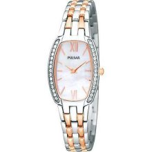 Pulsar Women's Pta493 Swarovski Crystal Pearl Dial Watch Made By Seiko