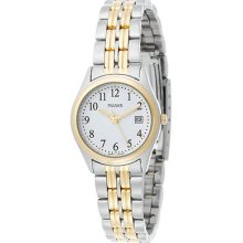 Pulsar Women's Pxt588 Dress Two Tone S/s Watch Made By Seiko