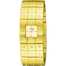 Pulsar Women's Watch Yellow Gold Steel And 74 Swarovski Crystals Pegd14