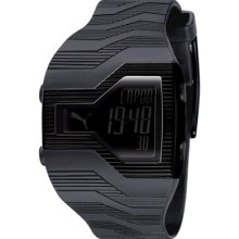 Puma Men's Activ Pu910231002 Black Polyurethane Quartz Watch With Black Dial