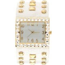 Pyramid Stud Cuff Watch - White - ONE