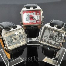 Quartz Analog Led Digital Mens Day Date Alarm Wrist Band Watches W057t