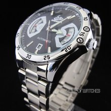 Quartz Hour Dial Date Black Clock Sport Men Steel Wrist Watch Calendar