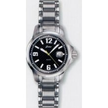 Quartzline Seapearl Ladies Watch W/ Black Carbon Fiber Dial & Ss Bracelet