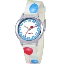 Red Balloon Kid's Stainless Steel Time Teacher Watch - White Fabric