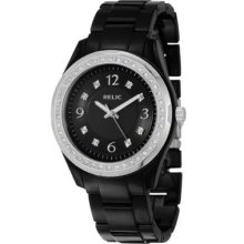 Relic By Fossil Womens Black Starla Swarovski Silver Crystal Watch Gift