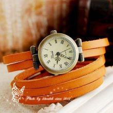 Retro Suitable For Punk Style Solid Thin Genuine Leather Quartz Women Watch R