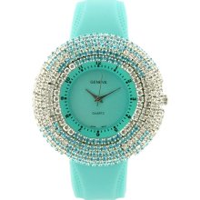 Rhinestone Face Watch w/ Two-Tone Design