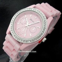 Rhinestones Geneva Ladies Or Men Silicone Watch Gm88ap