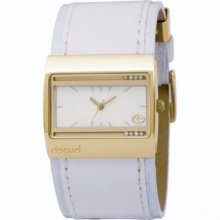 Rip Curl Monaco Yellow Gold White Womens Girls Leather Surf Watch In Box