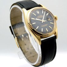 Rolex 14ct Gold 1601 Datejust Rare Black Dial - Oyster Perpetual - Vintage 1964