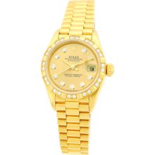 Rolex 18k Yellow Gold President Factory Diamond Dial Factory Diamond Bezel 79258