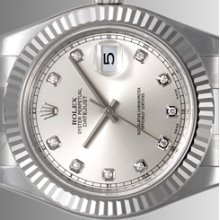 Rolex Datejust 2 (ii) S/steel Factory Silver Diamond Dial Unworn 116334