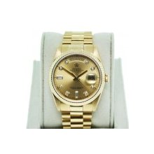 Rolex Day-Date 18K Gold 11823 Champagne Diamond Dial Mens Watch