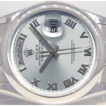 Rolex Day Date President Platinum Glacier Blue Roman Dial -118206