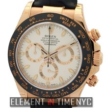 Rolex Daytona 18k Rose Gold Ceramic Bezel Ivory Dial