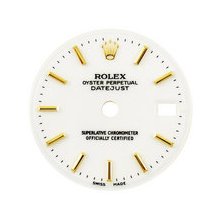 Rolex Lady Datejust Dial, White, Yellow Gold Indicies