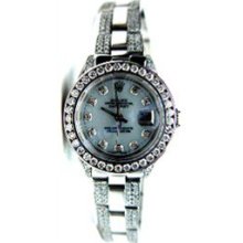 Rolex Like New Datejust W/ Custom High Polish Finish, Diamond Band, 1.5 KT Bezel and MOP Dial - 80's