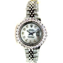 Rolex Like New Steel Datejust W/ Custom 2.2 CT Diamond Bezel w/ MOP Diamond Dial - 80's