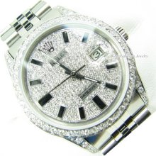 Rolex Men Datejust 16030 With Diamond Case,18k White Gold Diamond Bezel And Dial