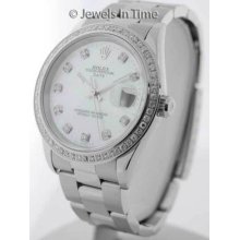 Rolex Men's Date 15200 Stainless Steel & Diamonds Mop Dial