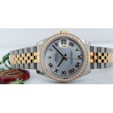 ROLEX - Mid-Size 31mm 18kt Gold & Stainless Datejust - MOP Roman Dial - 178383