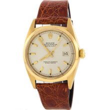 Rolex Oyster 18kt Yellow Gold Perpetual Datejust Automatic Men's White Watch