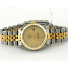 Rolex Two Tone Mid Size Date Just 18k Yellow Gold & Stainless Steel