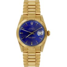 Rolex Women's President Midsize Fluted Blue Index Dial