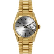 Rolex Women's President Midsize Fluted Silver Index Dial