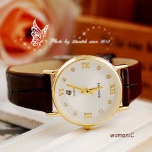 Roma Number Simple Regular Dial Quartz Battery Women's Gorgeous Watch R