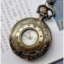 Rome Pocket Watch Necklace Vintage Jewelry Watch hb52