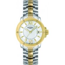 Rotary Men's Quartz Watch With White Dial Analogue Display And Two Tone Stainless Steel Bracelet Gb02830/01