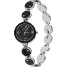 Round Shaped Lady's Wrist Watch (Black) - Stainless Steel - Black