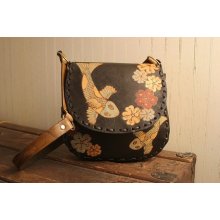 Royal Koi Purse - Black Sage Burgundy Gold And Antique Brown