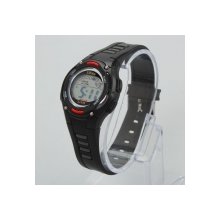 Rubber Band Children Sport Style Square Digital LED Wrist Watch Black