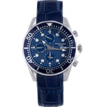 Rudiger Watches Men's Chemnitz Chronograph Blue Dial Blue Calfskin Blu