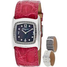 Salvatore Ferragamo Watches Women's Black Mother Of Pearl Dial Fuchsia