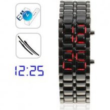 Samurai - Japanese Inspired Red LED Watch for Man (Black)