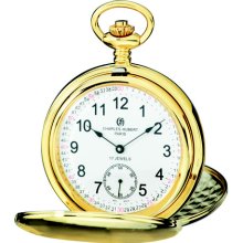 Satin gold pocket watch & chain by charles hubert #3908-grr