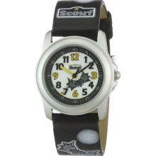 Scout 280302003 Boys' Analog Quartz Watch With Black Leather Strap