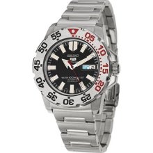 Seiko 5 Black Dial Stainless Steel Automatic Mens Watch SNZF47