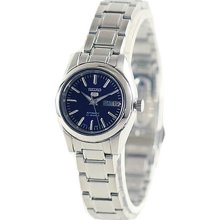 Seiko Ladies Seiko 5 Stainless Steel Case and Bracelet Blue DIal Day and Date SYMK15