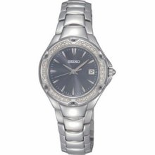 Seiko Ladies Silver Gray with Swarovski Crystals Watch