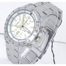 Seiko Men Chrono Alarm 2tone Steel Snac51p1 Snac51 Wr Sale 60% Off