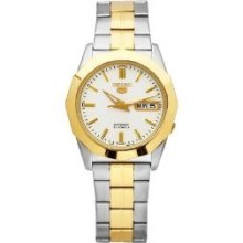 Seiko Men's Snkg84 Seiko 5 Automatic White Dial Two-tone Stainless Steel Watch