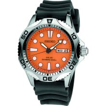 Seiko Orange Dial Rubber Solar Powered Diving Watch