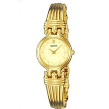 Seiko Quartz Ladies Champagne Dial Gold Tone Bangle Bracelet Watch Sxjy68