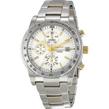 Seiko Silver Dial Chronograph Tachymeter Stainless Steel Mens Watch Sndd07